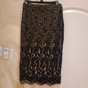 Lace Pencil Skirt ,Black combo